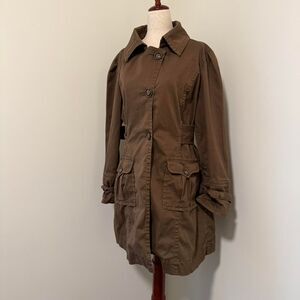 Brown Cropped Trench Coat Size Large Ami